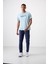 Açık Mavi Polyester Nefes Alan Dokulu İnce Esnek Standart Fit Erkek Performans T-Shirt - 88385 2
