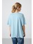 Açık Mavi Penye Modal Yumuşak Tuşeli Oversize Fit Basic Kadın T-Shirt- 97285 6