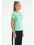 Su Yeşili O Yaka Baskı Detaylı Rahat Kalıp Kız Çocuk T-Shirt - 75129 3