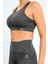 Koyu Gri Yüksek Bel Toparlayıcı Slim Fit Büstiyer Biker Kadın Tayt Takım - 95303 4