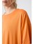 Tommy Life Oranj Penye Modal Yumuşak Tuşeli Oversize Fit Basic Kadın T-Shirt- 97285 3