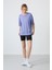 Tommy Life Açık Eflatun Penye Modal Yumuşak Tuşeli Oversize Fit Basic Kadın T-Shirt- 97285 6