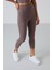 Kahverengi Yüksek Bel Kapri-Crop Atlet Slim Fit Kadın Tayt Takım - 95284 7