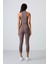 Kahverengi Yüksek Bel Kapri-Crop Atlet Slim Fit Kadın Tayt Takım - 95284 8