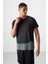 Siyah Polyester Nefes Alan Dokulu İnce Esnek Standart Fit Erkek Performans T-Shirt - 88383 1
