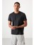 Siyah Polyester Nefes Alan Dokulu İnce Esnek Standart Fit Erkek Performans T-Shirt - 88388 1