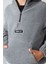 Gri Melanj Kalın Yumuşak Dokulu Standart Fit Nakışlı Polar Erkek Çocuk Sweatshirt - 11230 3
