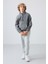 Gri Melanj Kalın Yumuşak Dokulu Standart Fit Nakışlı Polar Erkek Çocuk Sweatshirt - 11230 4