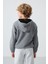 Gri Melanj Kalın Yumuşak Dokulu Standart Fit Nakışlı Polar Erkek Çocuk Sweatshirt - 11230 5