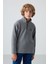 Gri Melanj Kalın Yumuşak Dokulu Standart Fit Nakışlı Polar Erkek Çocuk Sweatshirt - 11221 4