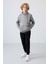 Gri Melanj Pamuklu Kalın İçi Tüylü Yumuşak Dokulu Standart Fit Baskılı Erkek Çocuk Sweatshirt - 11239 4