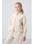 Bej Kalın Yumuşak Dokulu Standart Fit Nakışlı Polar Kız Çocuk Sweatshirt - 75157 2