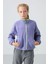Eflatun Kalın Yumuşak Dokulu Standart Fit Nakışlı Polar Kız Çocuk Sweatshirt - 75157 4