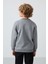 Gri Melanj Pamuklu Kalın İçi Tüylü Yumuşak Dokulu Standart Fit Baskılı Erkek Çocuk Sweatshirt - 11216 5