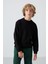 Siyah Pamuklu Kalın İçi Tüylü Yumuşak Dokulu Standart Fit Nakışlı Erkek Çocuk Sweatshirt - 11232 4