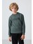 Haki Pamuklu Kalın İçi Tüylü Yumuşak Dokulu Standart Fit Baskılı Erkek Çocuk Sweatshirt - 11216 1