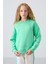 Su Yeşil Pamuklu İçi Tüylü Yumuşak Dokulu Oversize Nakışlı Kız Çocuk Sweatshirt - 75150 4