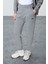 Gri Melanj Kompakt Pamuklu Kalın Pürüzsüz Dokulu Kapüşonlu Oversize Fit Kadın Eşofman Takım - 95343 3