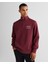 Erkek Bordo Regular Fit Yarım Fermuarlı Logolu Sweatshirt 2015071.638 1