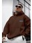 Erkek Kahverengi Oversize Cellorheart Baskılı Sweatshirt 2