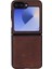 Samsung Galaxy Z Flip6 Uyumlu Deri Arka Kapak Antik Kahve 5