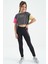 Koyu Gri Yazı Baskılı O Yaka Düşük Omuzlu Oversize Kız Çocuk T-Shirt - 75130 4