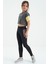 Koyu Gri Yazı Baskılı O Yaka Düşük Omuzlu Oversize Kız Çocuk T-Shirt - 75130 6