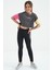 Koyu Gri Yazı Baskılı O Yaka Düşük Omuzlu Oversize Kız Çocuk T-Shirt - 75130 8