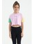 Pembe Yazı Baskılı O Yaka Düşük Omuzlu Oversize Kız Çocuk T-Shirt - 75130 2