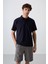 Tommy Life Lacivert Pamuklu Kalın Yumuşak Dokulu Oversize Fit Baskılı Polo Yaka Erkek T-Shirt - 88347 1