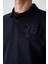 Tommy Life Lacivert Pamuklu Kalın Yumuşak Dokulu Oversize Fit Baskılı Polo Yaka Erkek T-Shirt - 88347 2