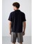 Tommy Life Lacivert Pamuklu Kalın Yumuşak Dokulu Oversize Fit Baskılı Polo Yaka Erkek T-Shirt - 88347 5