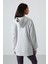 Gri Melanj Balon Kol Yazı Nakışlı Kadın Oversize Tunik Sweatshirt - 97163 6