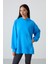Mavi Balon Kol Yazı Nakışlı Kadın Oversize Tunik Sweatshirt - 97163 1