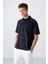 Tommy Life Lacivert Pamuklu Kalın Yumuşak Dokulu Oversize Fit Basic Polo Yaka Erkek T-Shirt - 88327 1