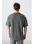 Tommy Life Haki Pamuklu Kalın Yüzeyi Dokulu Oversize Fit Baskılı Erkek T-Shirt - 88336 5