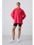 Viva Kırmızı Balon Kol Yazı Nakışlı Kadın Oversize Tunik Sweatshirt - 97163 2