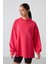 Viva Kırmızı Balon Kol Yazı Nakışlı Kadın Oversize Tunik Sweatshirt - 97163 5