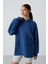 Parlament Balon Kol Yazı Nakışlı Kadın Oversize Tunik Sweatshirt - 97163 5