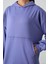 Eflatun Balon Kol Yazı Nakışlı Kadın Oversize Tunik Sweatshirt - 97163 3