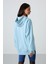 Açık Mavi Balon Kol Yazı Nakışlı Kadın Oversize Tunik Sweatshirt - 97163 6