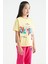 Tommy Life Sarı Renki Yazı Baskılı O Yaka Oversize Kısa Kollu Kız Çocuk T-Shirt - 75112 7