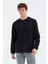 Tommy Life Siyah O Yaka Ön Dikiş Detaylı Basic Rahat Kalıp Erkek Sweatshirt - 88270 1