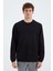 Tommy Life Siyah O Yaka Ön Dikiş Detaylı Basic Rahat Kalıp Erkek Sweatshirt - 88270 2