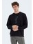 Tommy Life Siyah O Yaka Baskı Detaylı Rahat Kalıp Erkek Sweatshirt - 88283 4