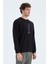 Tommy Life Siyah O Yaka Baskı Detaylı Rahat Kalıp Erkek Sweatshirt - 88283 6