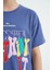 Tommy Life Açık Eflatun Renki Yazı Baskılı O Yaka Oversize Kısa Kollu Kız Çocuk T-Shirt - 75112 5