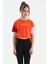 Portakal Yazı Baskılı O Yaka Düşük Omuzlu Oversize Kız Çocuk T-Shirt - 75130 2