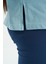 Açık Mavi O Yaka Yazı Baskılı Düşük Omuz Oversize Kız Çocuk T-Shirt - 75115 5