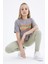 Tommy Life Gri Oversize Renkli Yazı Baskılı Düşük Omuz O Yaka Kız Çocuk Crop T-Shirt - 75038 1